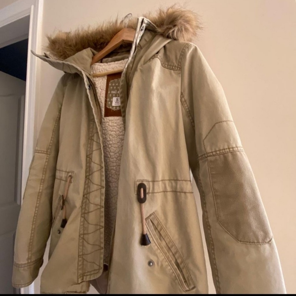 Bershka Sherpa Parka with Fur Lined Hood